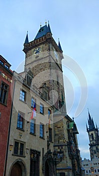 Old Town Hall Tower StaromÄ›stskÃ¡ radnice with the Prague Astronomical Clock Prague Orloj, PraÅ¾skÃ½ orloj in the facade, in