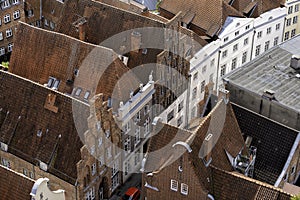 Old town in the hanseatic city of Lübeck with historic buildings