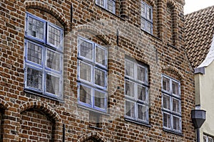 Old town in the hanseatic city of Lübeck with historic buildings