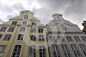 Old town in the hanseatic city of Lübeck with historic buildings