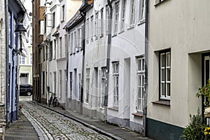 Old town in the hanseatic city of Lübeck with historic buildings