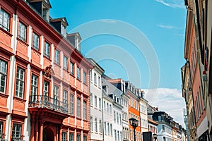 Old town Hauptstrasse main street colorful buildings in Heidelberg, Germany