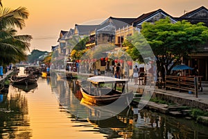 Old town of Hoi An in Vietnam, Hoi An ancient town riverfront, AI Generated