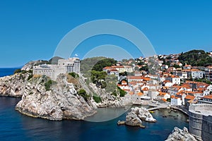 Old Town houses with red tiled roofs in Dubrovnik, Croatia