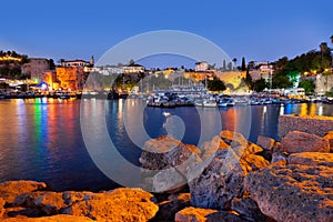 Old town Kaleici in Antalya, Turkey at night