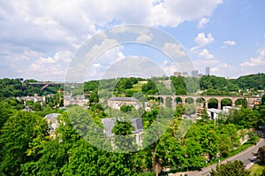 Old town and Kirchberg district in the City of Luxembourg