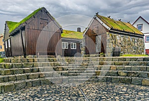 The old town of KlaksvÃ­k, the second largest town of the Faroe Islands, located on BorÃ°oy, one of the northernmost islands of