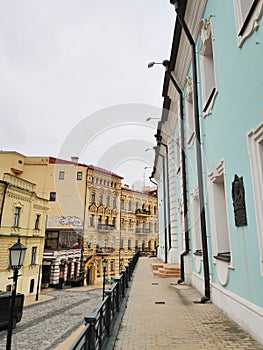 Old town Kyiv podil houses beautiful architecture ukraine