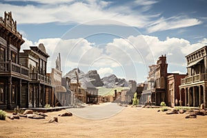 Old town of Las Vegas, Nevada, USA. 3d rendering, A cowboy-themed townscape set in the Wild West, AI Generated