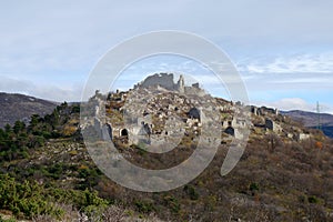 The old town Ledenice on the hill, ancient ruin, Vinodol valley, Croatia