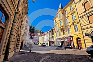 Old town of Ljubljana colorful street and architecture