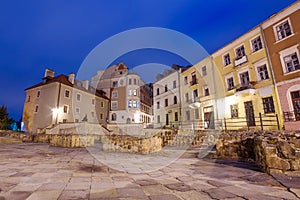 Old town of Lublin at night