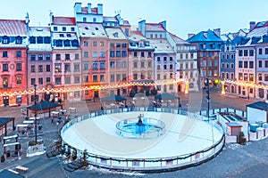 Old Town Market Place in morning, Warsaw, Poland.