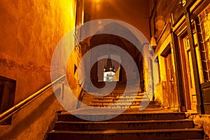 Old town narrow passage with stairs