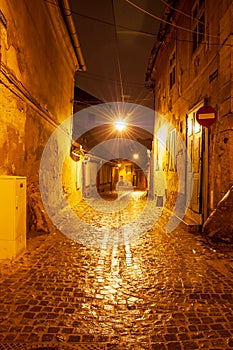 Old town narrow street. Sibiu City  Romania