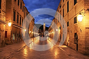 Old town at night, Dubrovnik photo