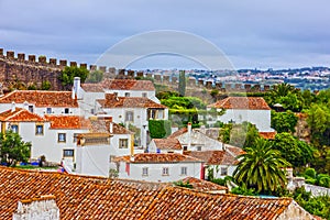 Old town Obidos fortress landscape view, Portugal