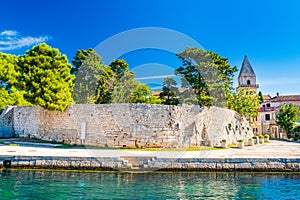 Old town of Osor between islands Cres and Losinj, Croatia, seascape in foreground
