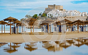 old town of Peniscola from Norte beach, Spain