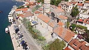 The old town of Perast on the shore of Kotor Bay, Montenegro. Th