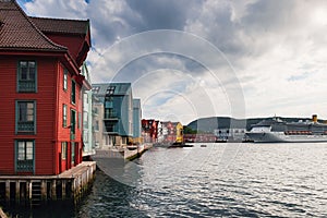 Old Town pier architecture in Bergen, Norway