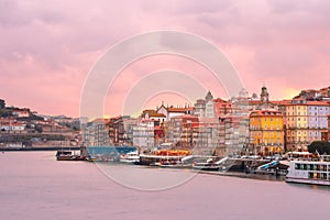 Old town of Porto at sunset, Portugal.