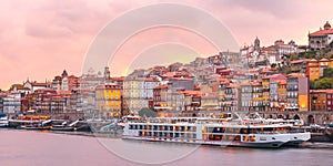 Old town of Porto at sunset, Portugal.