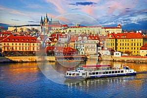 Old town of Prague Czech Republic over river Vltava