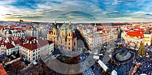 Old Town of Prague, Czech Republic. View on Tyn Church and Jan H