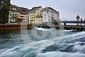 Old town and The Reuss River in Luzerne, Switzerland