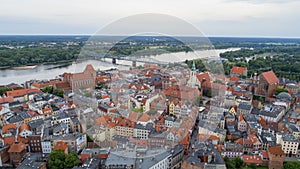 Old town and river in the background, UNESCO, air