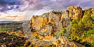 Old town of Ronda at sunset, Malaga, Andalusia, Spain