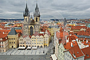 The Old Town Square in the center of Prague