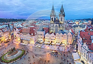 Old Town square in the evening, Prague