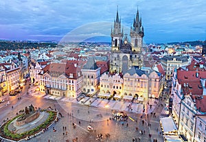 Old Town square in the evening, Prague photo
