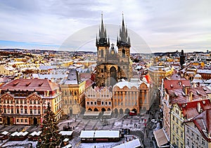 Old Town Square in Prague at christmas time