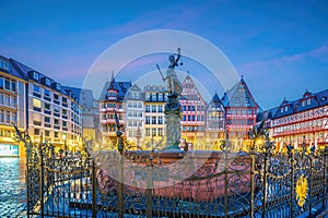 Old town square Romerberg in downtown Frankfurt, Germany