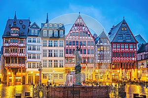 Old town square Romerberg in downtown Frankfurt, Germany