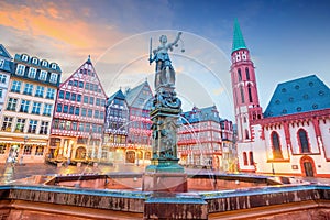 Old town square romerberg in Frankfurt, Germany