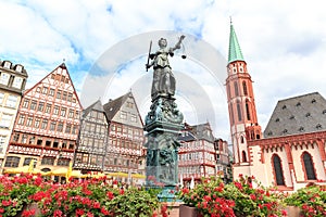 Old town square romerberg with Justitia statue photo