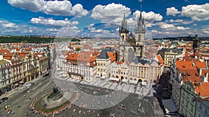 Old Town Square timelapse in Prague, Czech Republic. It is the most well know city square Staromestka nameste . photo