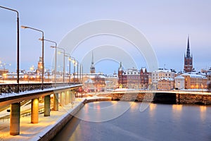 Old Town Stockholm city at dusk Sweden