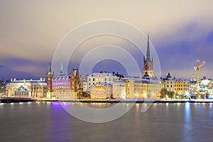 Old Town Stockholm city at Night Sweden
