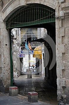 Old town street of Jerusalem in Israel