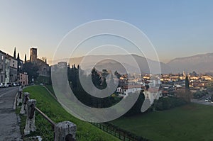 Old town and surrounding mountains of Bassano del Grappa