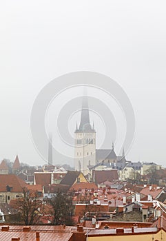 Old town of Tallinn in a mist