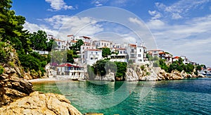 Old town view of Skiathos island, Sporades, Greece photo