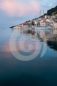 Old town of Vis in pastel tones