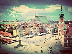 Old town in Warsaw, Poland. Vintage