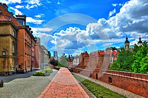 Old Town in Warsaw, the view of the Barbican